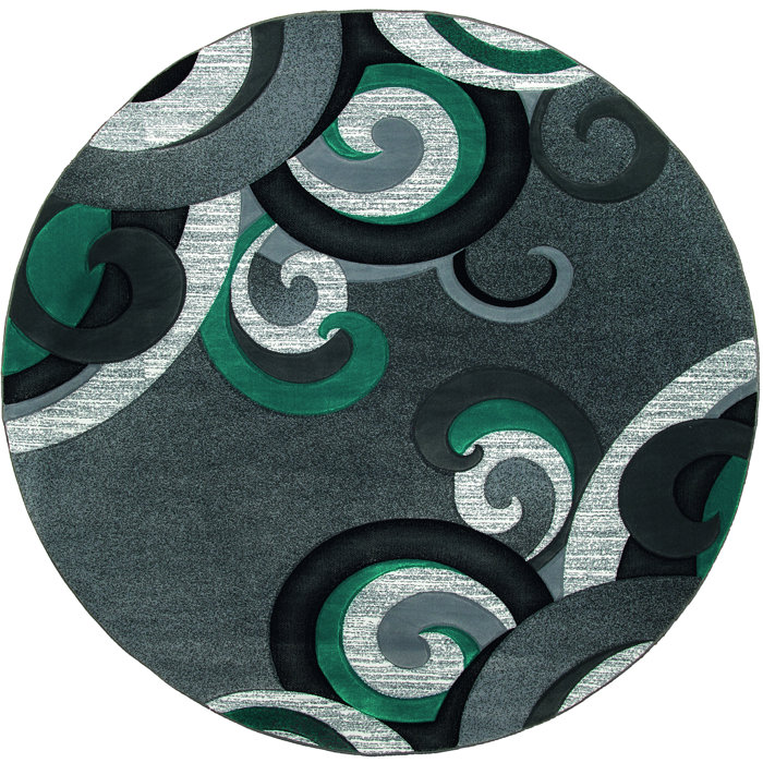 Orren Ellis Zabala Performance Turquoise/Gray Rug & Reviews Wayfair